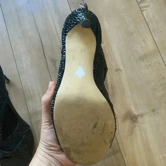 ASOS Beaded Crystal Black Strappy Heels Sz 8 - Picture 5 of 6